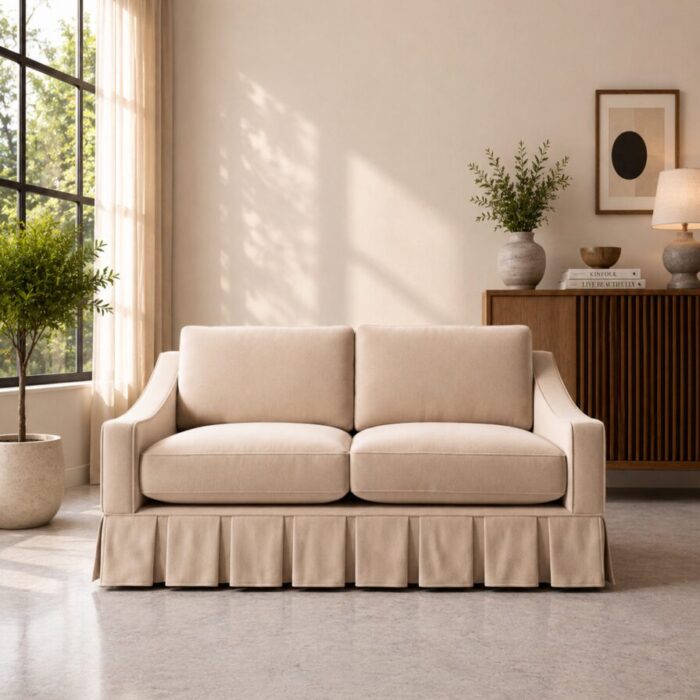 hambleton beige velvet front view