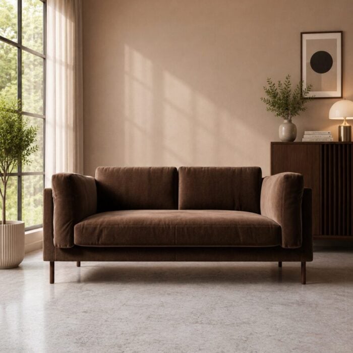 indora chocolate brown velvet front view