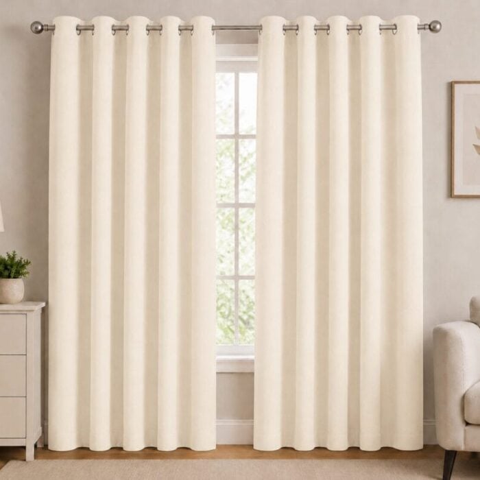 Premium Blackout Eyelet Curtain - Ivory colour