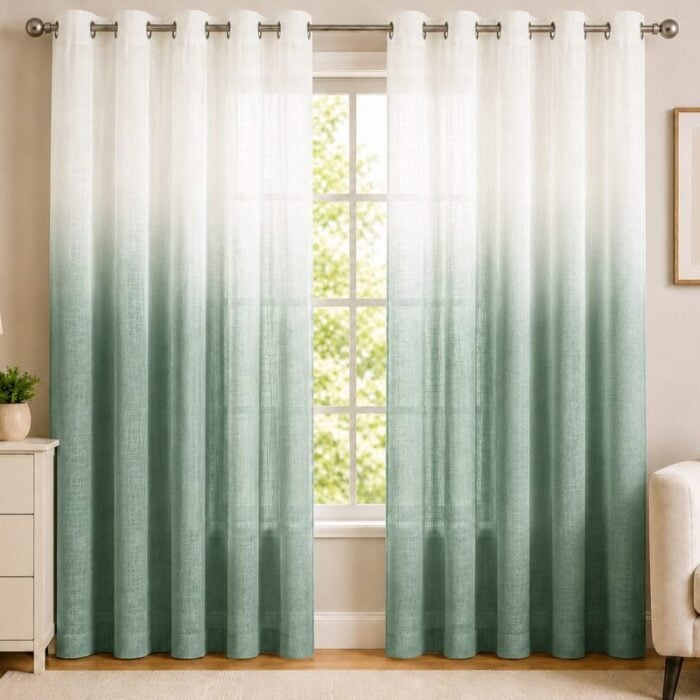 Ombre Sheer Eyelet Curtain - Jade colour