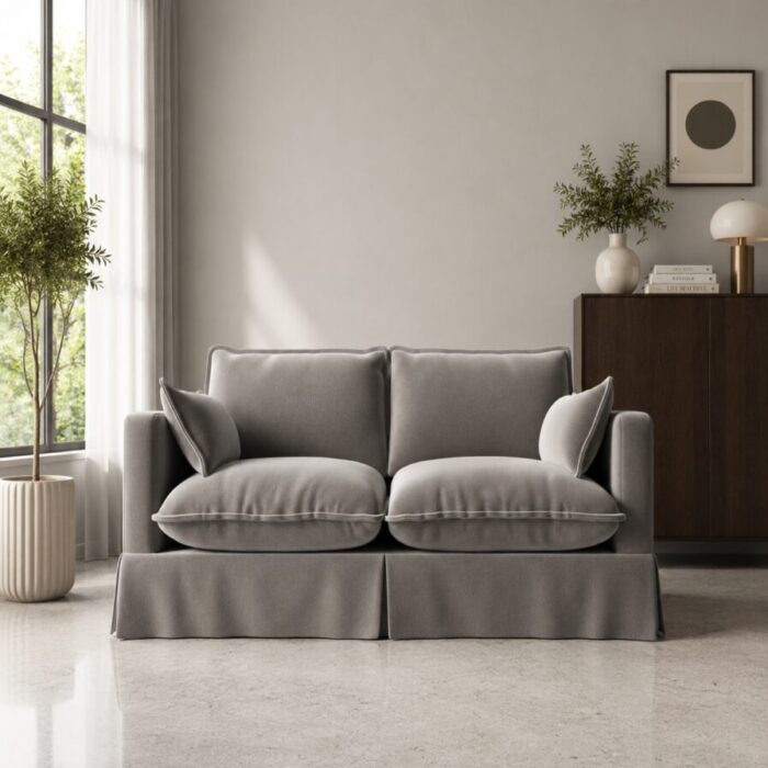 keswick cement grey velvet front view