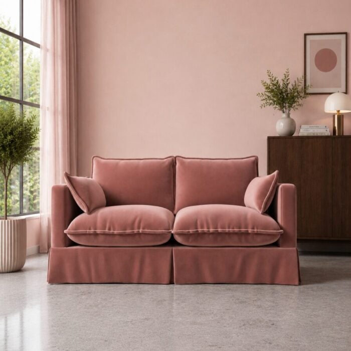 keswick rose gold velvet front view