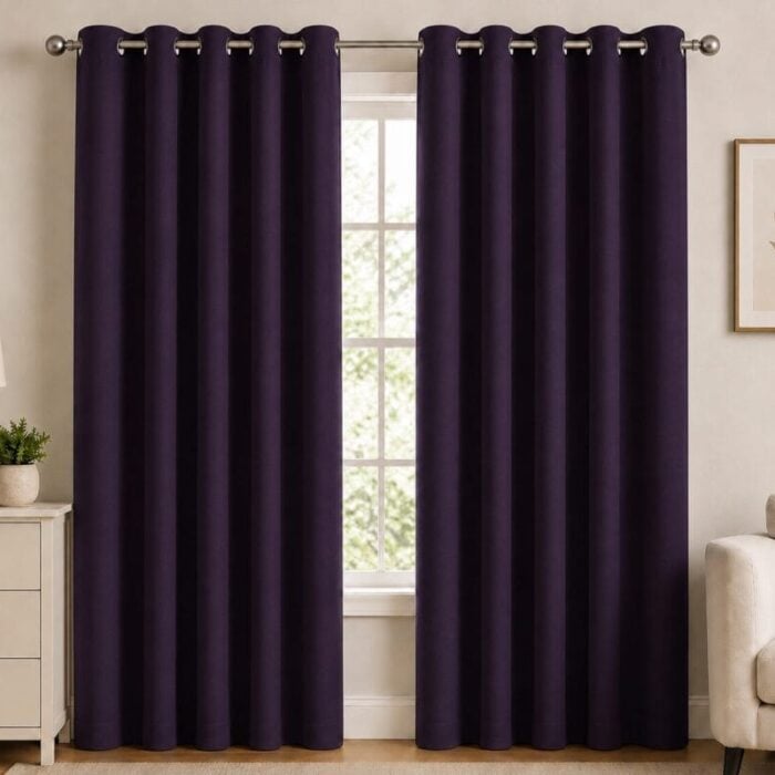 Premium Blackout Eyelet Curtain - Midnight Purple colour