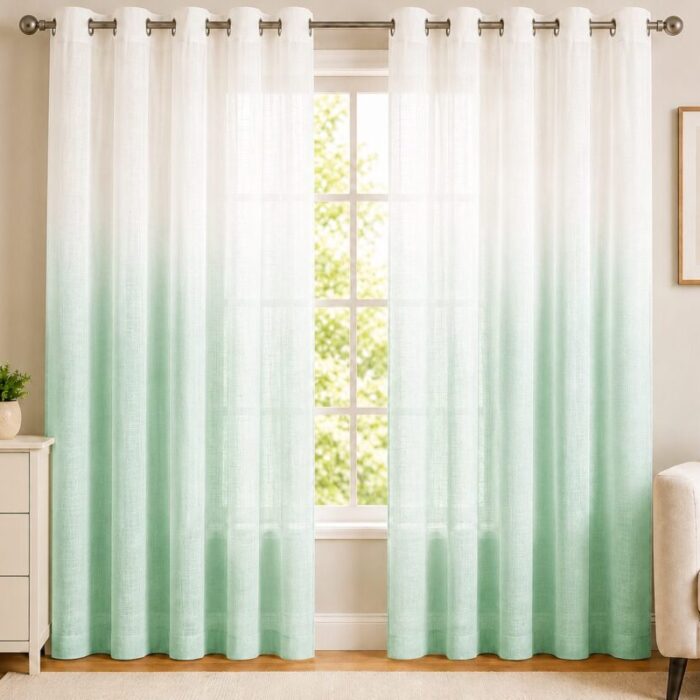 Ombre Sheer Eyelet Curtain - Mint colour