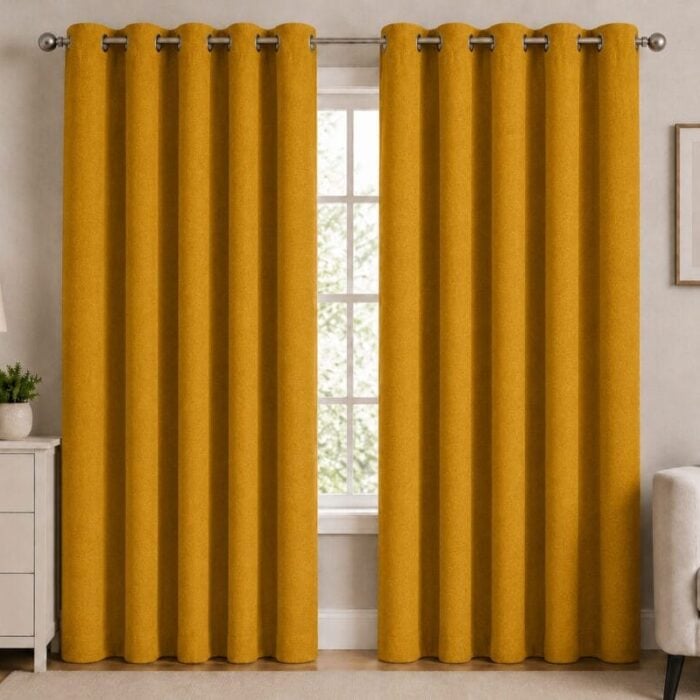 Premium Blackout Eyelet Curtain - Mustard colour