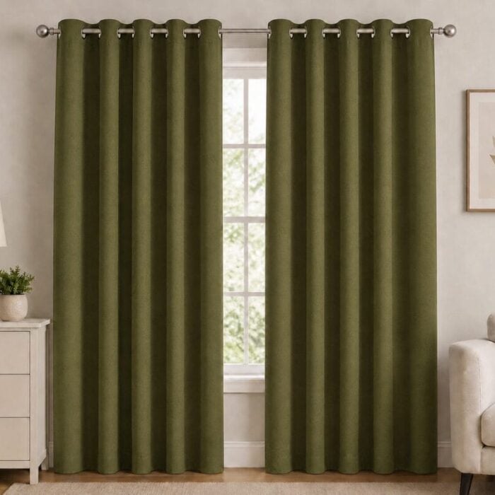 Premium Blackout Eyelet Curtain - Olive colour