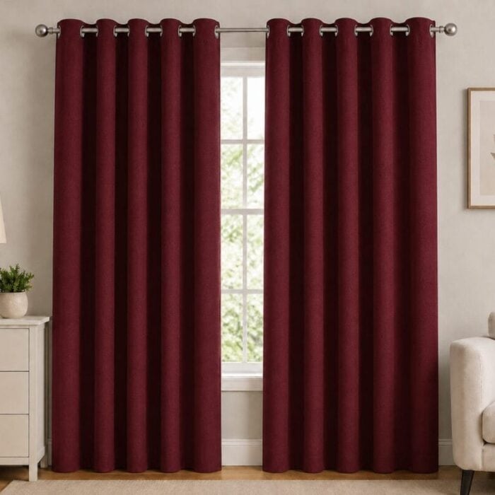 Premium Blackout Eyelet Curtain - Oxblood colour