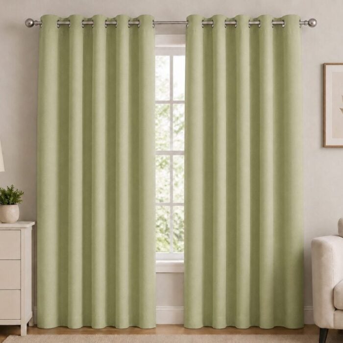 Premium Blackout Eyelet Curtain - Pistachio colour