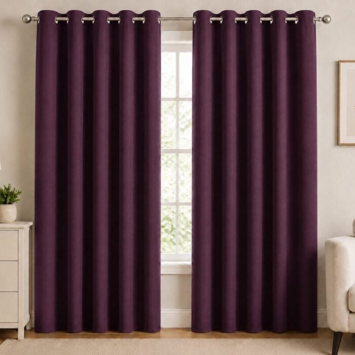 Premium Blackout Eyelet Curtain - Plum colour