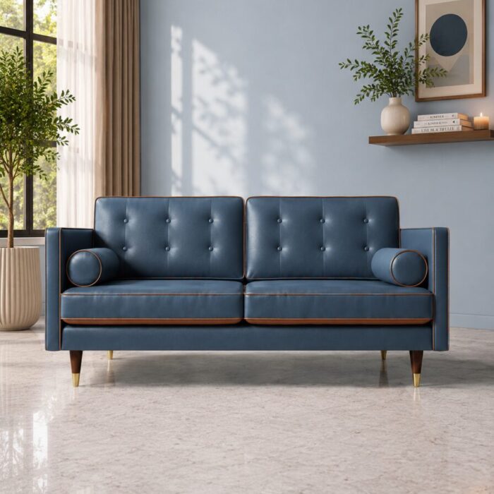 porto blue and brown leather front view