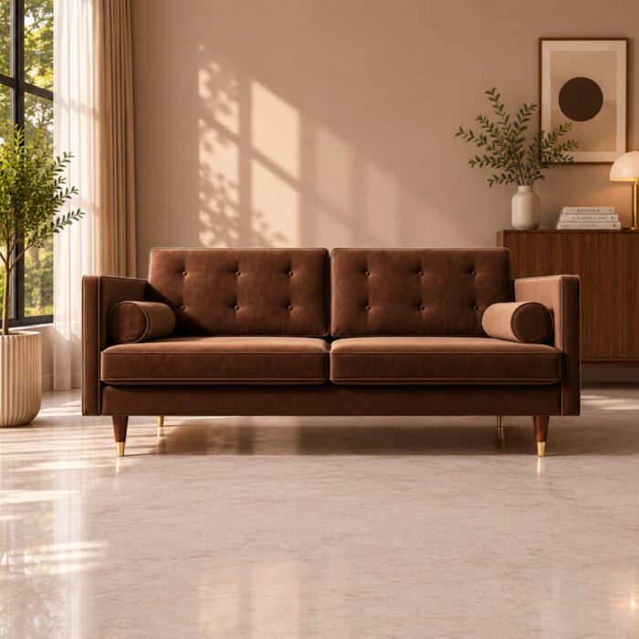 porto chocolate brown velvet front view