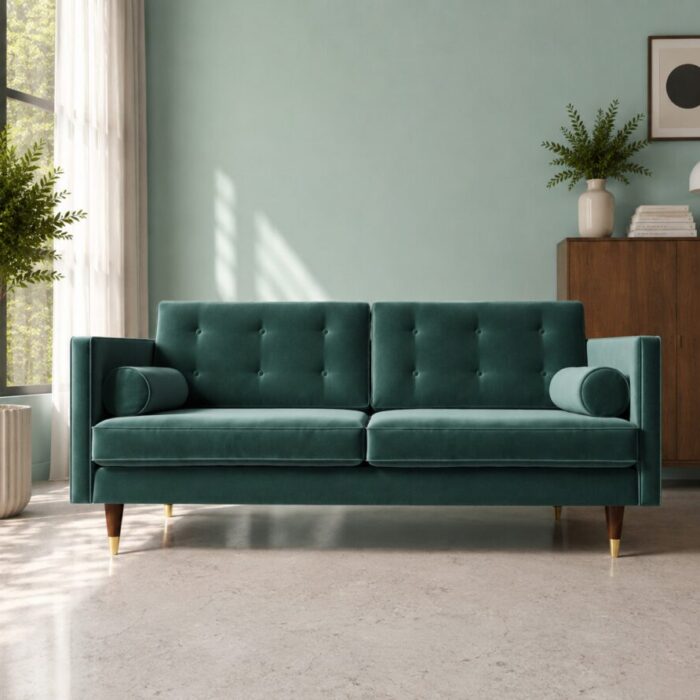 porto green teal velvet front view