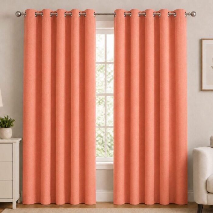 Premium Blackout Eyelet Curtain - Salmon colour