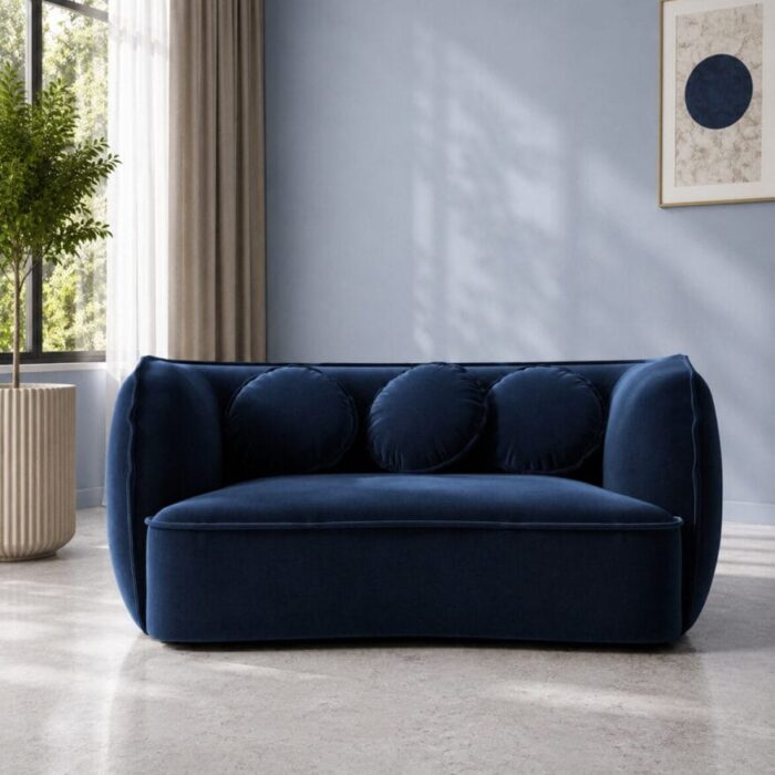santena navy blue velvet front view