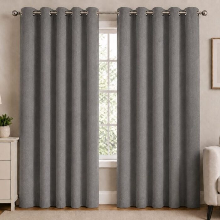 Premium Blackout Eyelet Curtain - Smoke colour