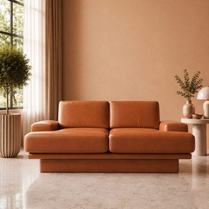 trenton burnt orange leather front view