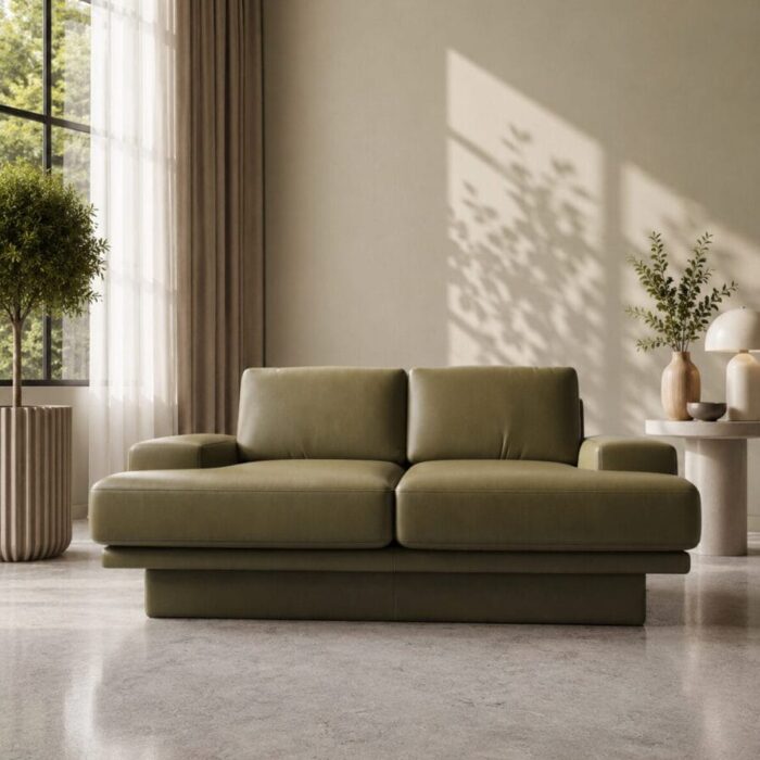 trenton olive green leather front view