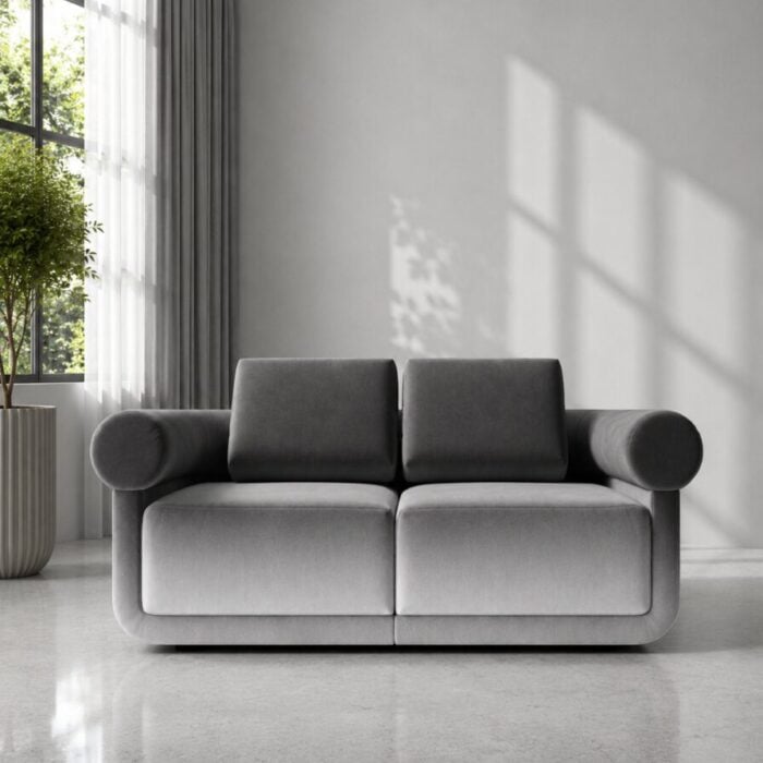 velora ombre charcoal grey velvet front view