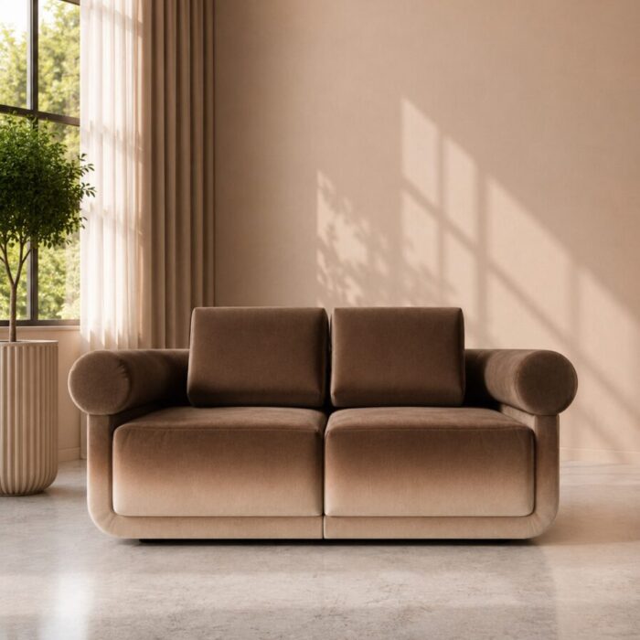 velora ombre chocolate brown velvet front view