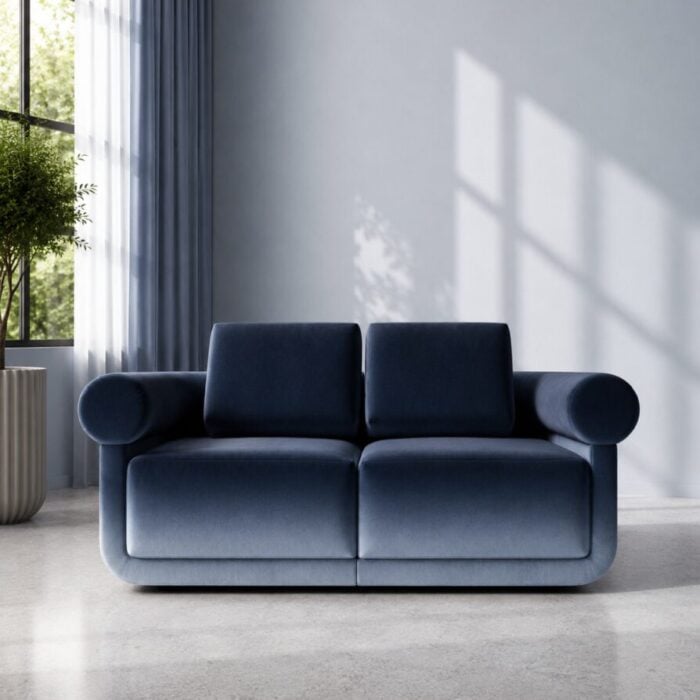 velora ombre navy blue velvet front view