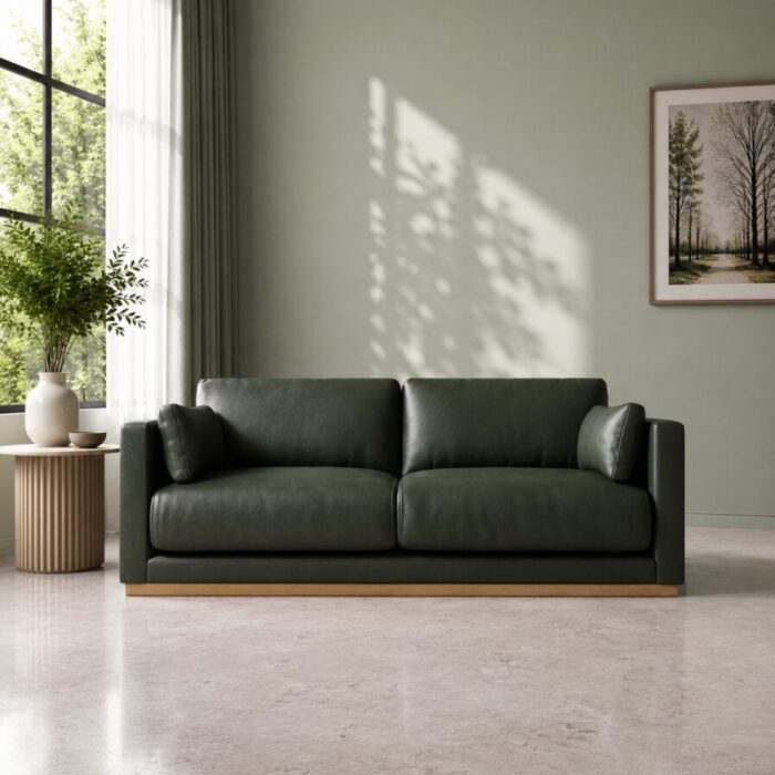 victor emerald green leather front view
