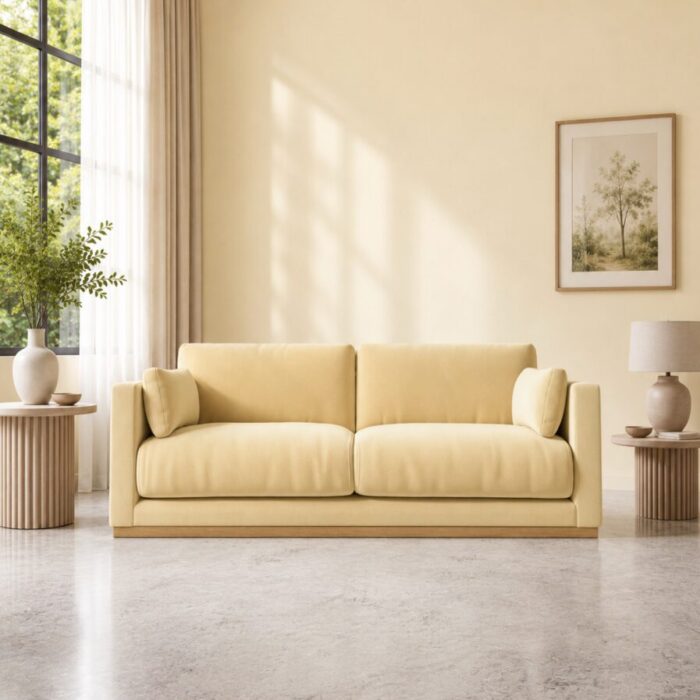 victor light yellow velvet front view