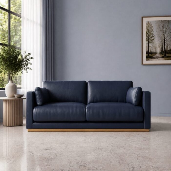 victor navy blue leather front view
