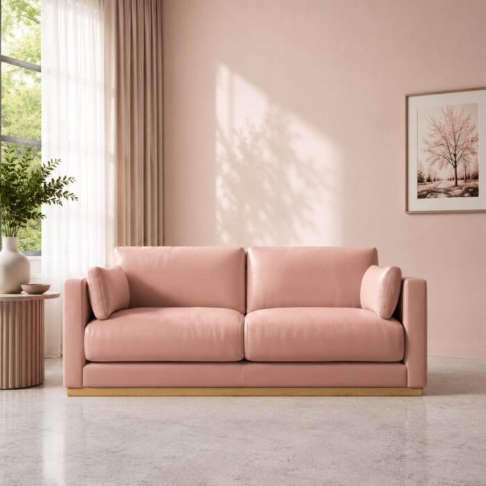 victor rosegold pink leather front view