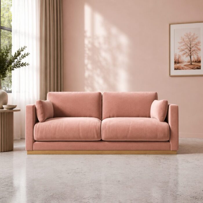 victor rosegold pink velvet front view